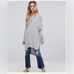 Free People We The Free Ribbed Knit Long Sleeve Tunic
